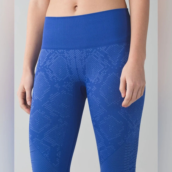 Lululemon In The Flow Crop II Heathered Sapphire Blue Size 6 - Picture 1 of 7